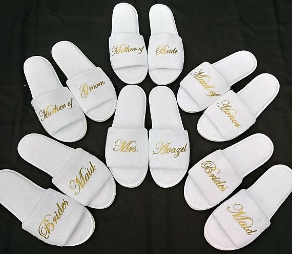 Custom Wedding Spa Slippers